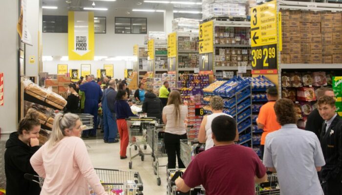 CHRISTCHURCH, NEW ZEALAND - Mar 23, 2020: At Pak'n'Save Hornby in Christchurch New Zealand before the lockdown was put into place. People are stocking up on goods at a supermarket.